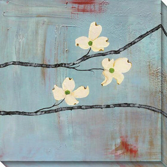 Dogwood On Blue Iii Canvas Wall Art - Iii, Blue