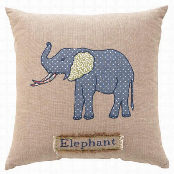 Elephant Decorative Pillow - 18""hx18""wx5""d, Imbrown