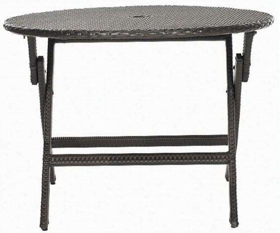 Ellis Round All-weather Outdoor Patio  Folding Table - 41""hx41""wx29""d, Brown