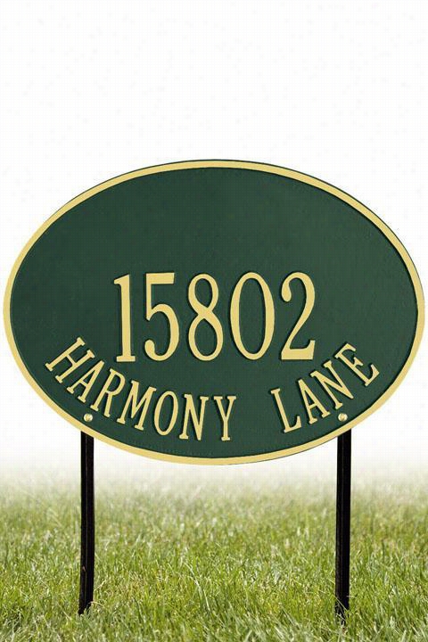 Hawthorne Twoo-line Estate Lawn Address Plaque - Estate/two Line, Green