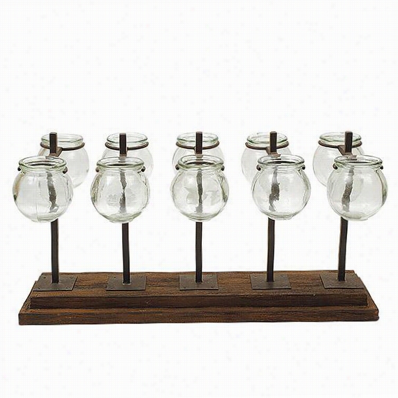 Ike Votive  Holder - 13.5""hx21.5""wx9.25""d, Brown