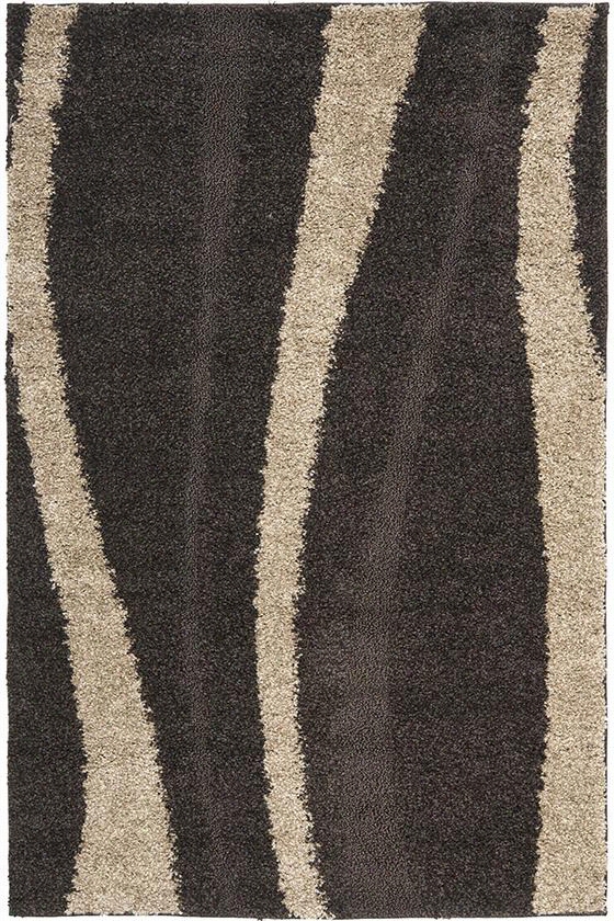 Kaya Shag Area Rug - 4'a~ ,darkborwn/beige