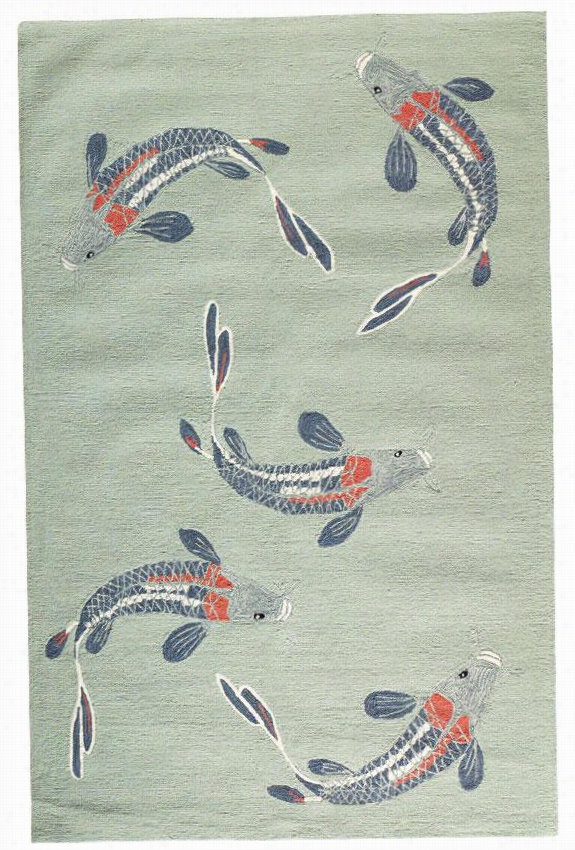 Koi Yard Rug - 2'x3', Aqua Blue