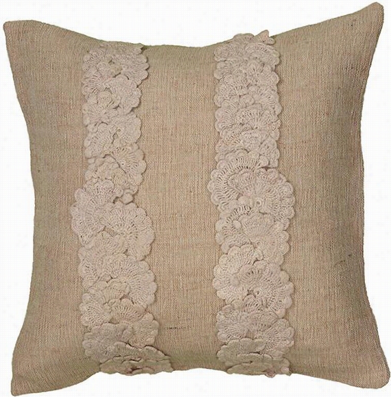 Lainie Crochet Pillow - 18""hx18""wx3""d, Ivory