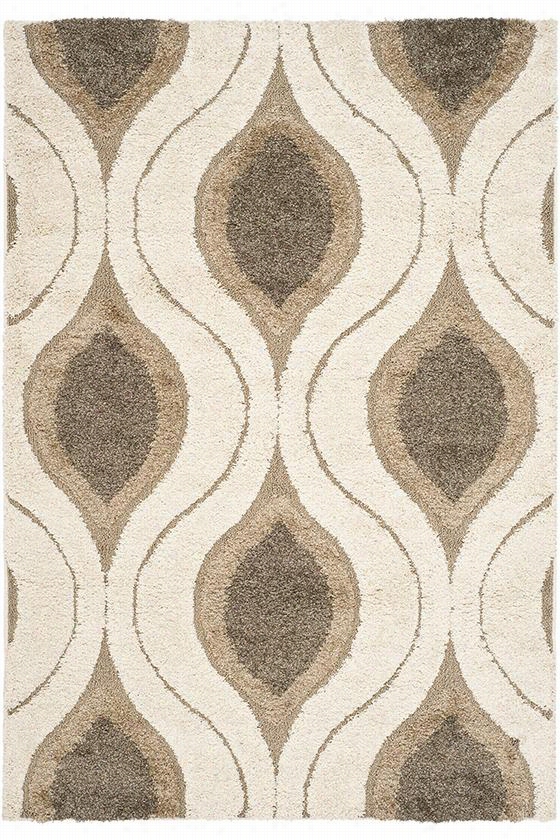 Marsha Shag Area Rug - 3'3""x53"", Cream/smoke