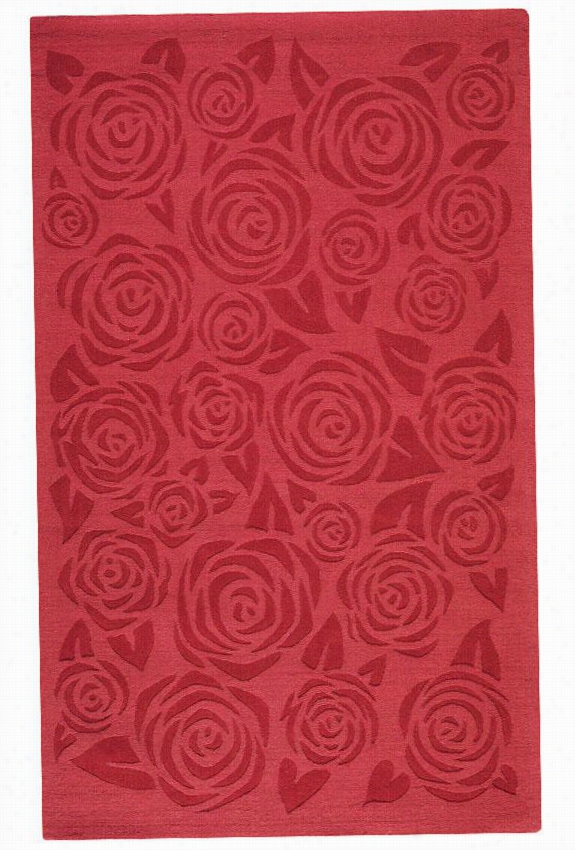 Martha  Stewart Living Block Print Rose Area Rug - 4' Round, Vermillion