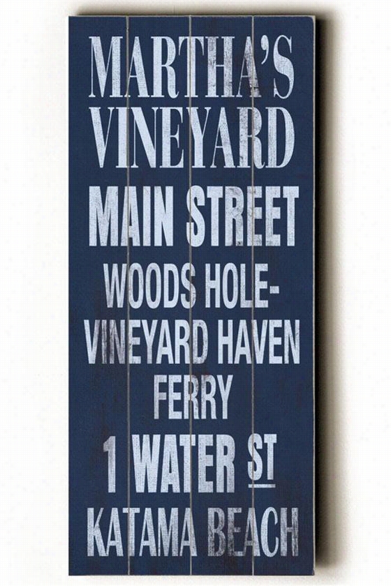 Martha's Vineyard Transit Sign Wall Plaque - 24h X 10"&quotw, Blue