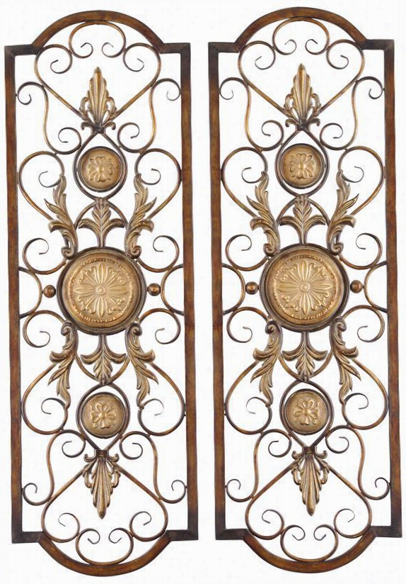 Micaylaa Panels -  Set Of  2  - 42"";hx14""w, Distressed Chhestnut