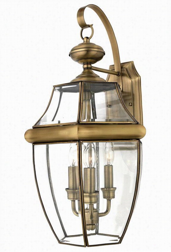 Newbury 3-liht All-weather Outdoor Patio Wall Lantern - Large/3-light, Copper Brass