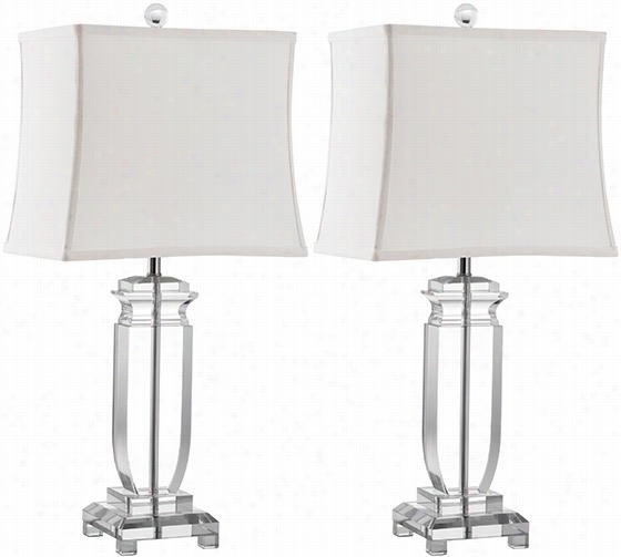 Olympia Crytal  Table Lamp - Set Of 2 - 25""hx12""wx8"&quott;d, Clear