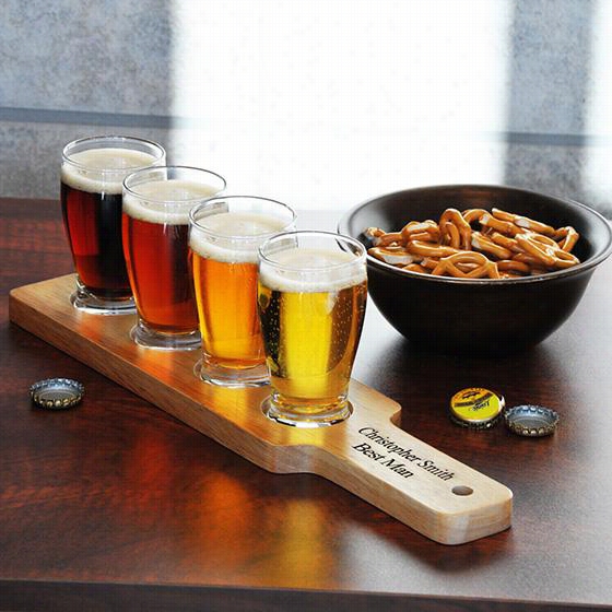 Personalized Beer Flight Sampler Set - Set, Tan