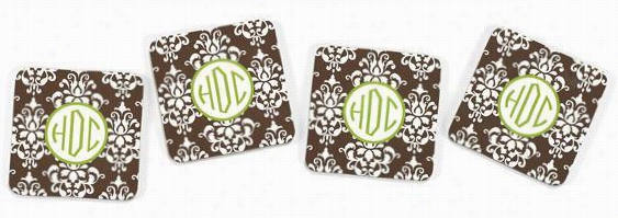 Personalized Monogram Coasters -s Et Of 4 - 4piece, Brown