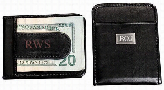 Personalizdd Monogram Money Clip - 3.75&qot;"longx3""w, Black