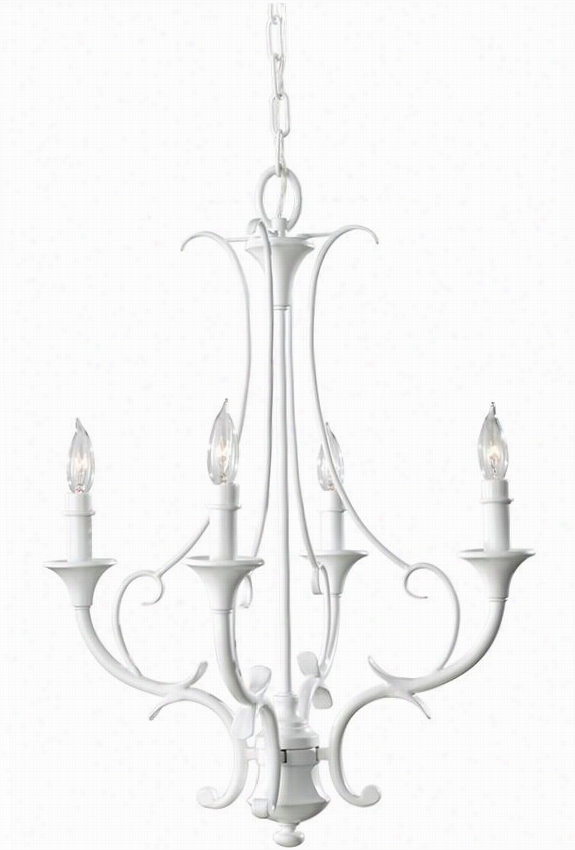 Peyton 4-light Chandelier - 23.75""hx17""diam, White Semiglos