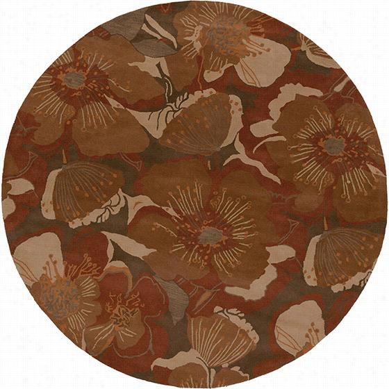 Plymouth Area Rug - 9'9""round, Brown