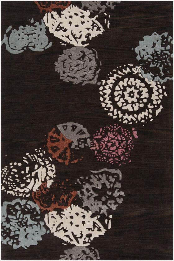 Puffballs Area Rug - 5'x8', Brown Wood