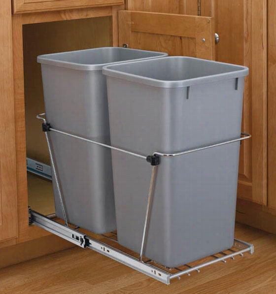 Rev-a--shelf Double Quart Waste Containers - 27 Two Pints, Silver