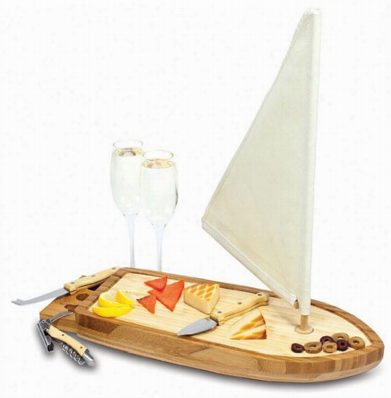 Sailboat Serving Tray Set - 2h X 15w X 6""d, Natural Woood