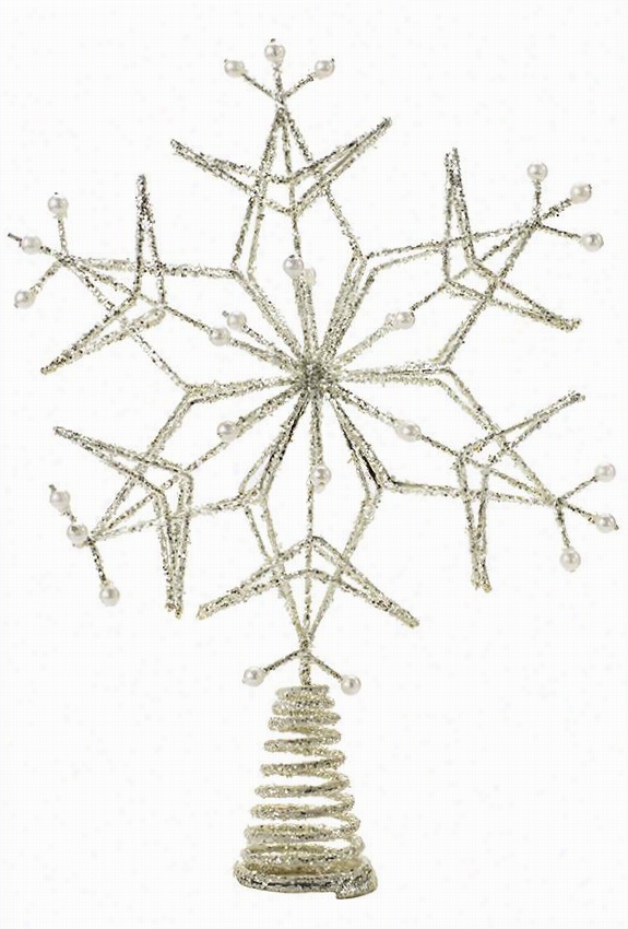 Snowflake Treetopper - 12.5"& Quot;hx9""wx2.75&qupt;"d, Wwhite Igtter