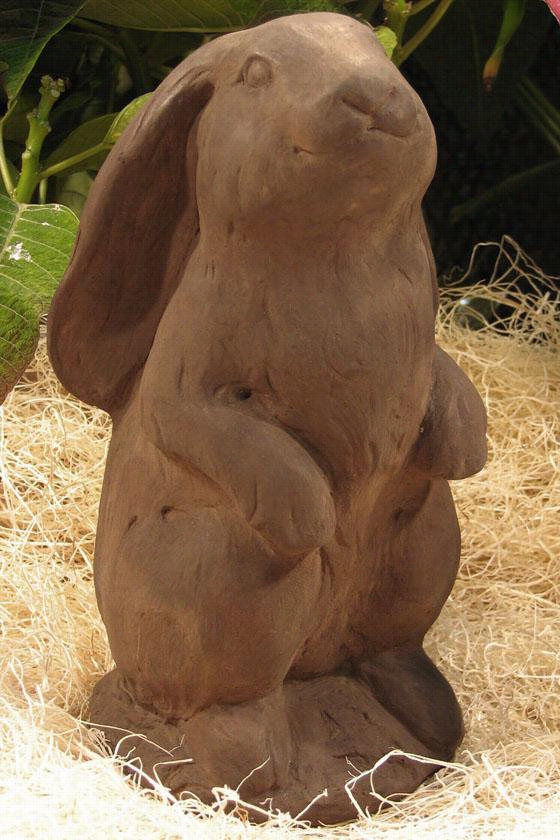 Standing Lop-ear Binny Statue - 9.75h5xwx5.25d, Brown Wopd