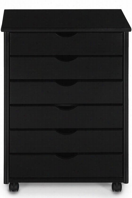 Stanton 6-drawer Wide Cart  - 26""hx20""wx14""d, Black