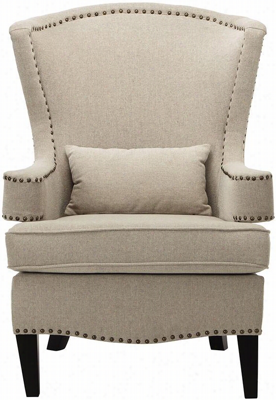 Testoni Wingback Chair - 41""hx03""w, Textured Solid Natrl