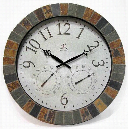 Timepiece - Slate Mosaic Weather Cclock - Wall, Multi