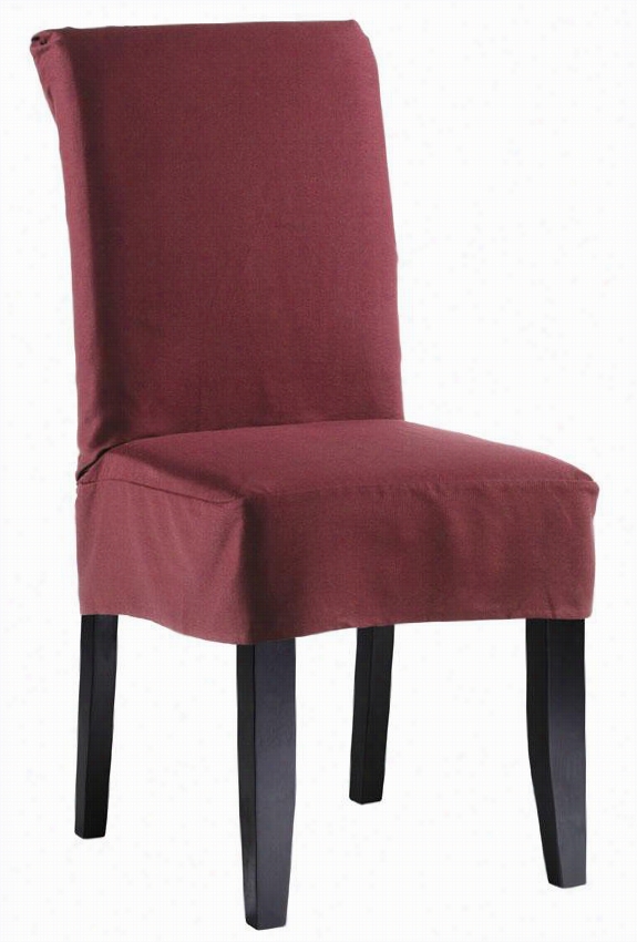 Twill Short Chair Slipcover - Short, Maroon