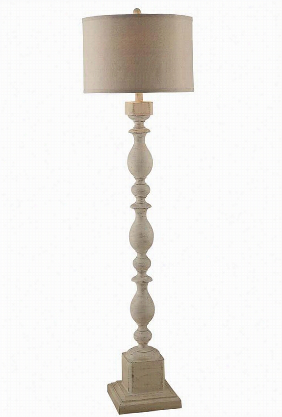 Winnie Floor Lamp - 66""hx19""diameter, White Wash
