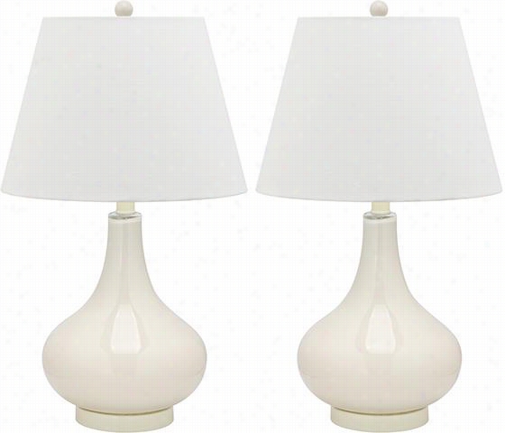 Amyg Ourd Glass Table Lamp - Set Of 2 - 24"quot;hx14""wx14""d, Pale