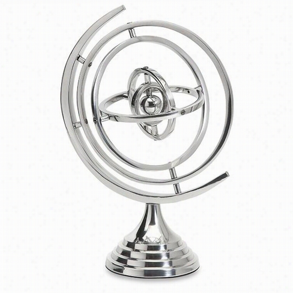 Armillary Sphere - 13.75""hx10""wx5""d, Silver