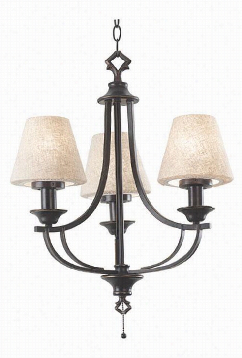 Belmont Three-light Chandelier - 2 Shades, Coppsr Bronze