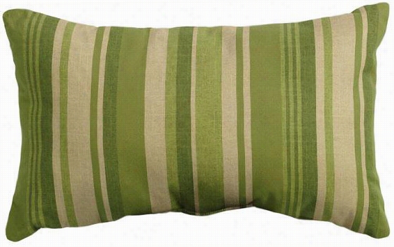 Breezeway Stripe 19"" Wide All-weatheer Outdoor Patio Pillow - 19""rec Breeewa, Green