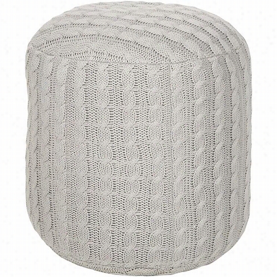 Cable Knit Pouf - 18&uqot;"hx18""wx18""d, Oyster Grey