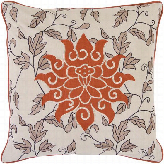 Carly Deocrayive Pillow - 18hx18w Poly, Tan/orange