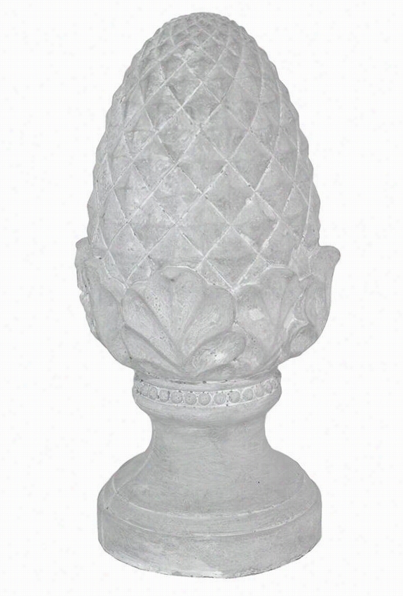 Cement Pinecone Finial - 14""hx6.5""diameger,  Gray