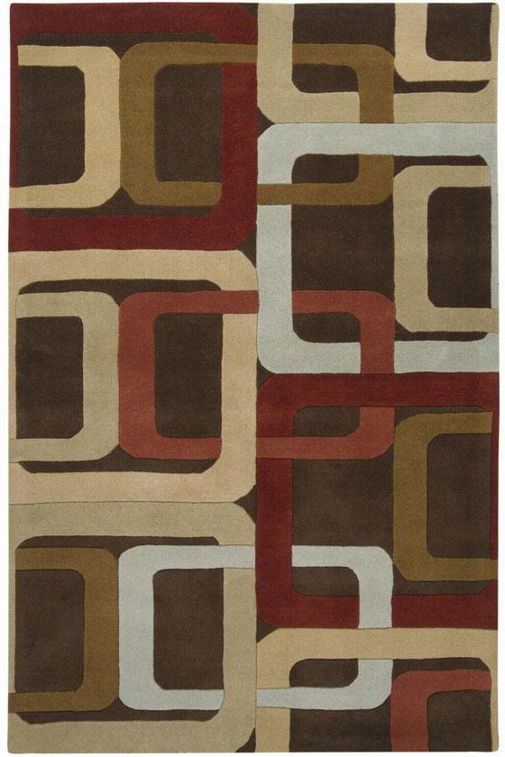 Chains Area Rug - 8' Round, Chocoate Brown