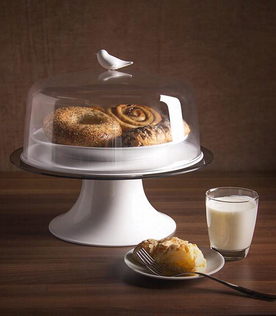 Chirp Covdred Cake Stand - 13""hx13""diameter, Pure