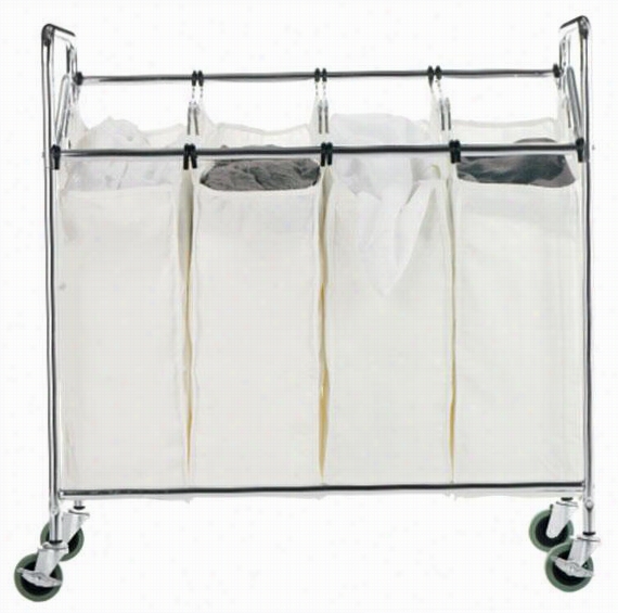 Chrome Qua D Laundry Sorter - 33&qout;"hx34""w, Silver Chrome