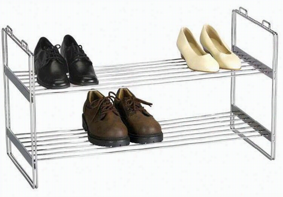 Chrome Stackable Shoe Shelf - 16.5""h12&quoy;&qu Ot;w, Silver Chrome