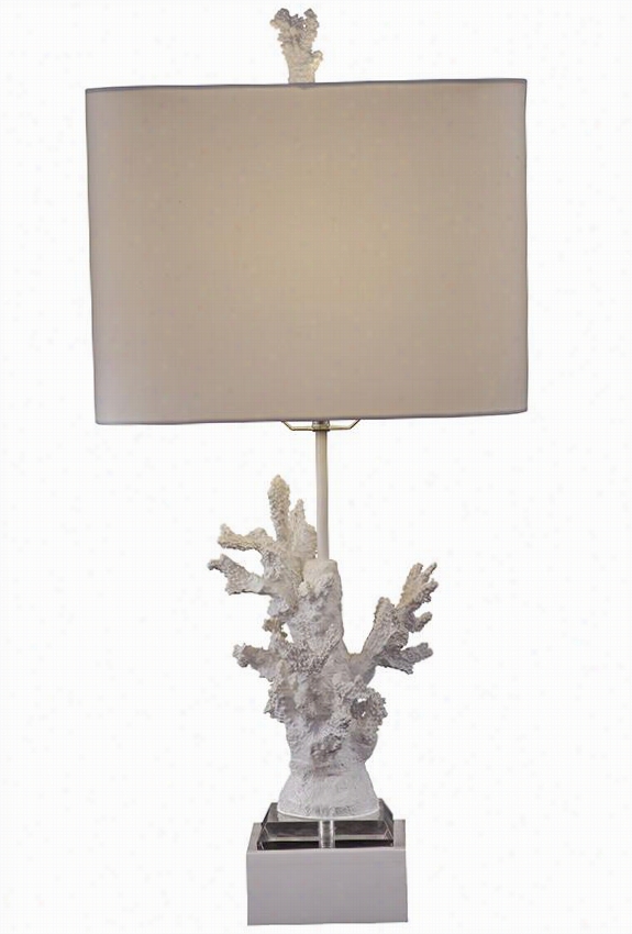 Coral Table Lamp - 28""hx13""diameter, Hi-gloss White