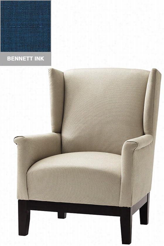 Custom Amy Wingback Chair - 4 0.75""hx31";"wx31.75&quo;t"d, Bennett Ink