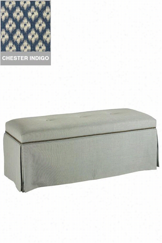 Custom Skirted Upholstered Court With Nailheads - Skirted, Chest Er Indigo