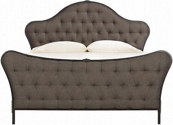 Edgewood Puholstered Bed - Queen, Old Black - Dark Grey Linen