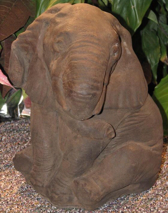 Elephant Statue - 9.5hx8wx7d, Brown Wood