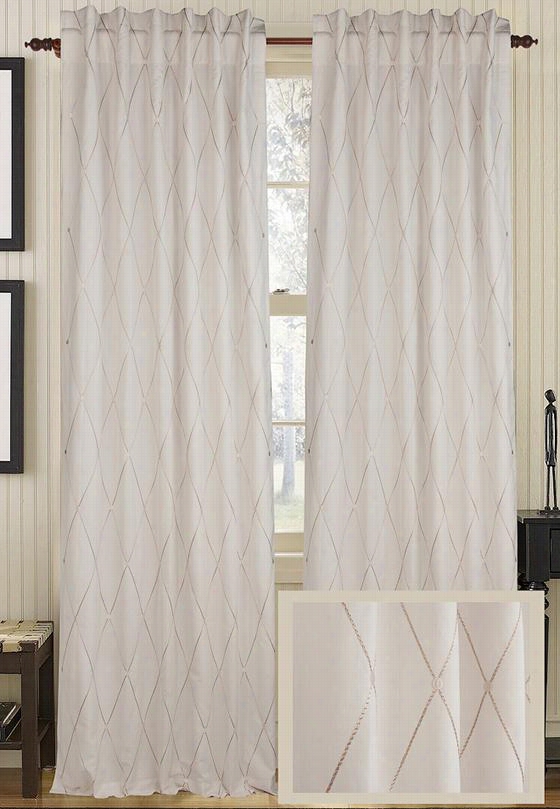 Harlequin Curtain Panel -96""hx50""w, Ivory