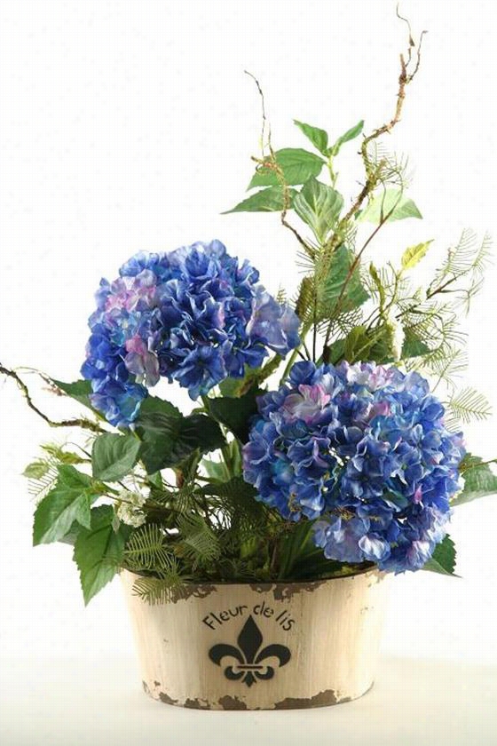 Hydran Geas In Fleur De Lis Planter - 27""hx21&qut;"wx21""d, Blue