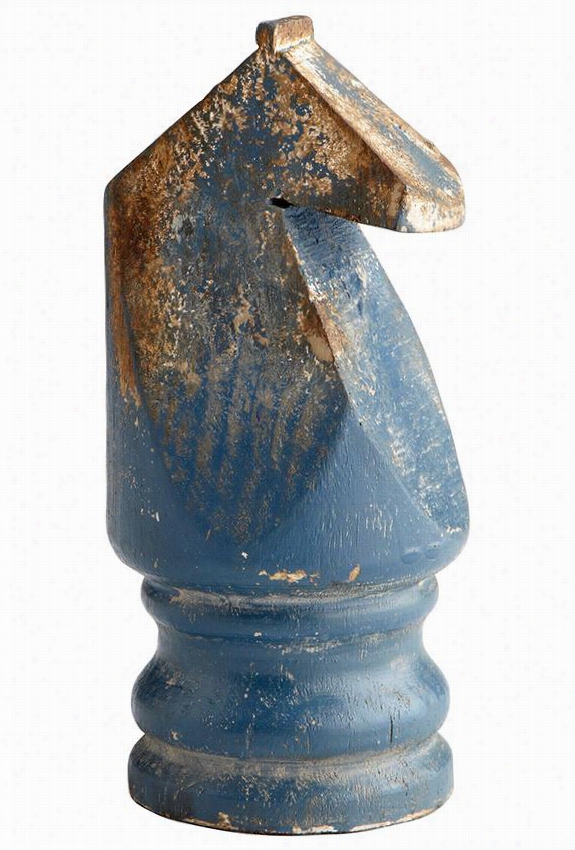 Knight Chess Wood Sculpture - 7.76""hx3.5""wx3.5"&;quot;d, Blue