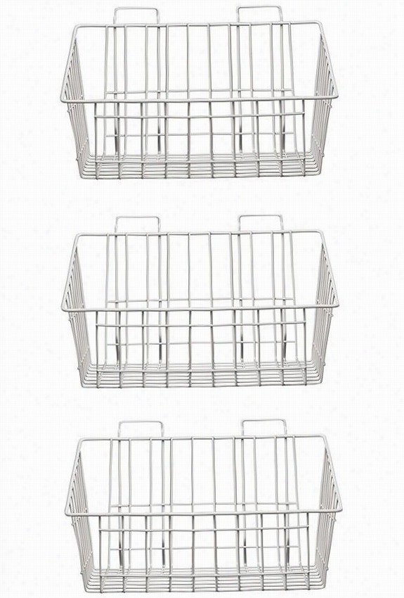 Martha Stewart Living Garage Baskets -  Set  Of 3 - 10"&"hx15"&qot;wx12""d, White