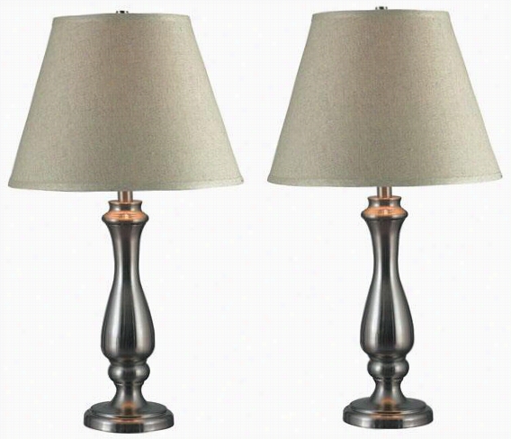 Mcarthurr Tabel Lamps - Suit Of 2 - Set Of Two, Grey Steel